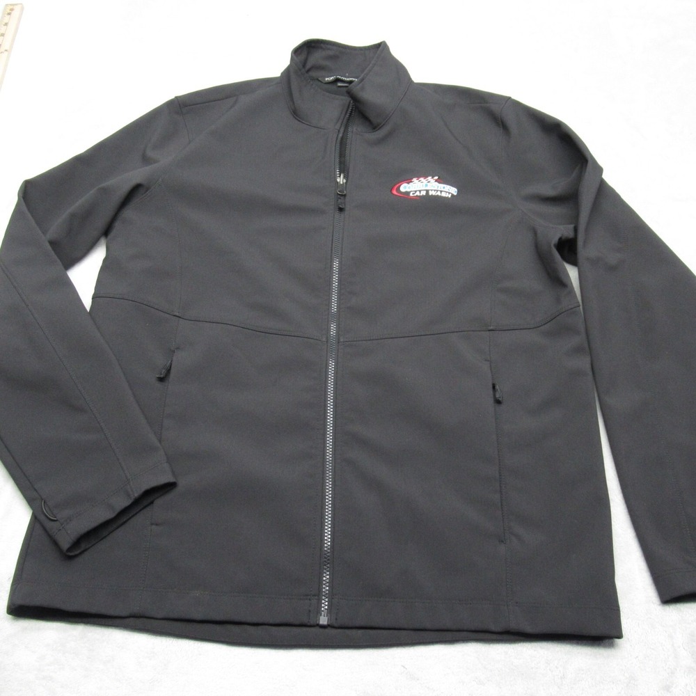 Port Authority Jacket Men Large Black Cobblestone Carwash Employee Full Zip Rain